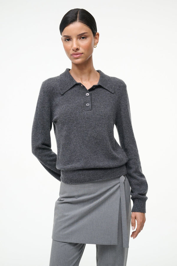staud GEMMA CASHMERE SWEATER CHARCOAL