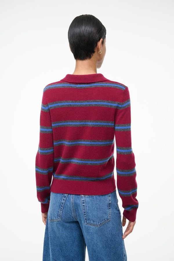 Staud GEMMA CASHMERE SWEATER CRIMSON STRIPE