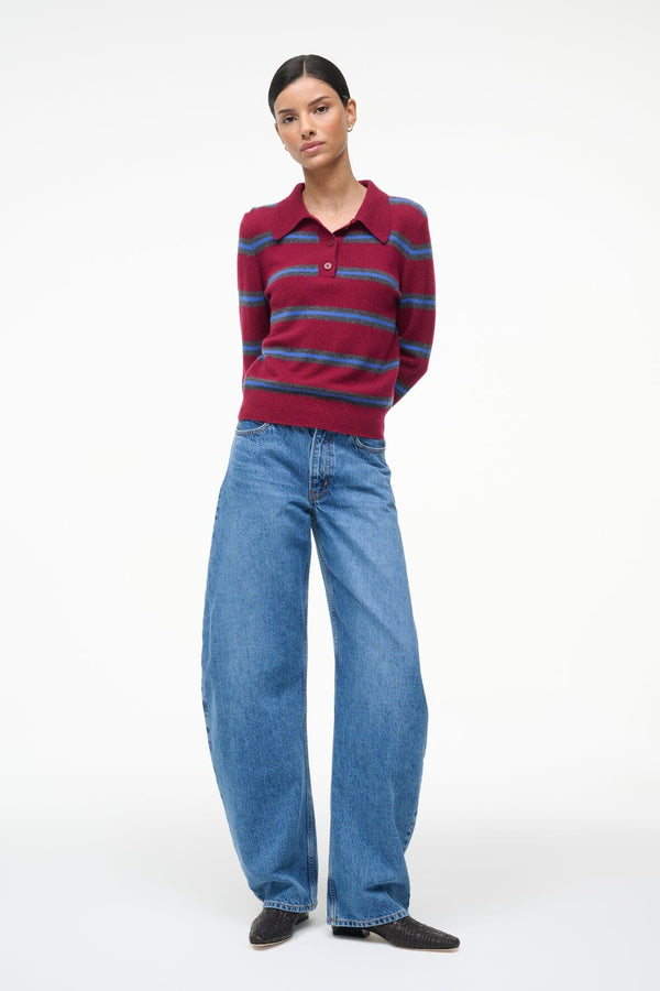 Staud GEMMA CASHMERE SWEATER CRIMSON STRIPE