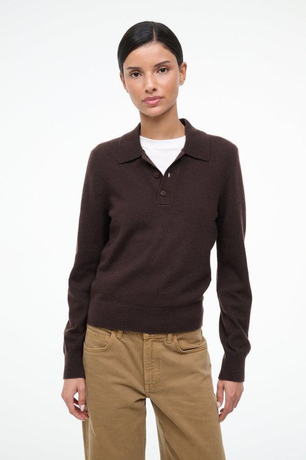 Staud GEMMA CASHMERE SWEATER DARK CHOCOLATE
