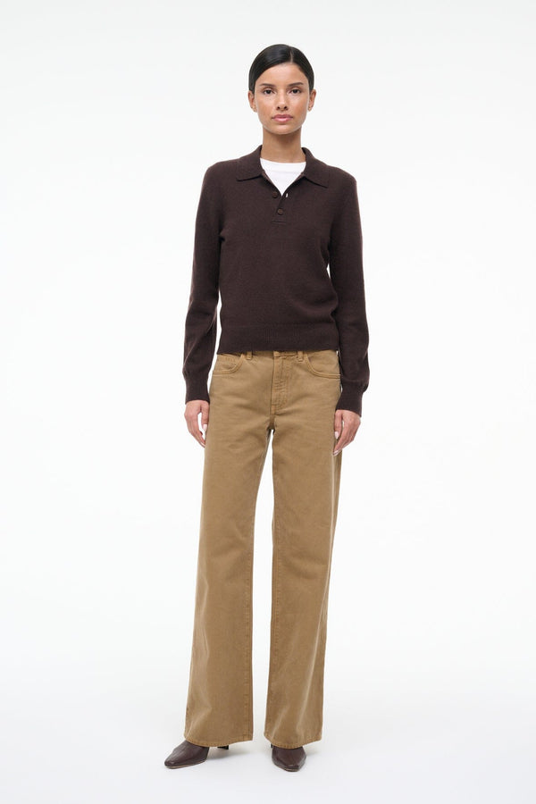 Staud GEMMA CASHMERE SWEATER DARK CHOCOLATE