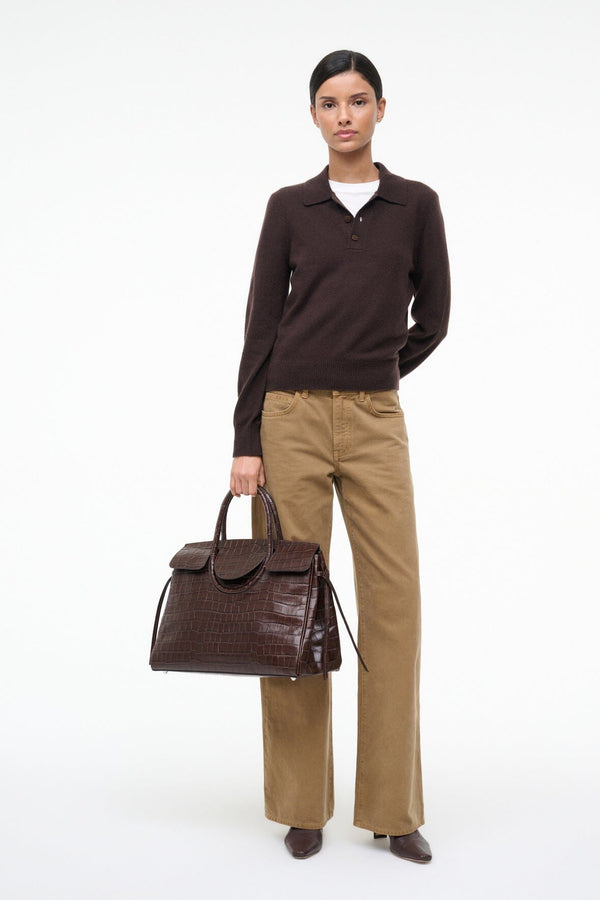 staud GEMMA CASHMERE SWEATER DARK CHOCOLATE