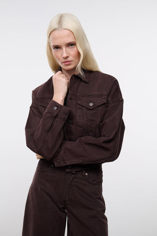 Staud GLEN DENIM JACKET EARTH