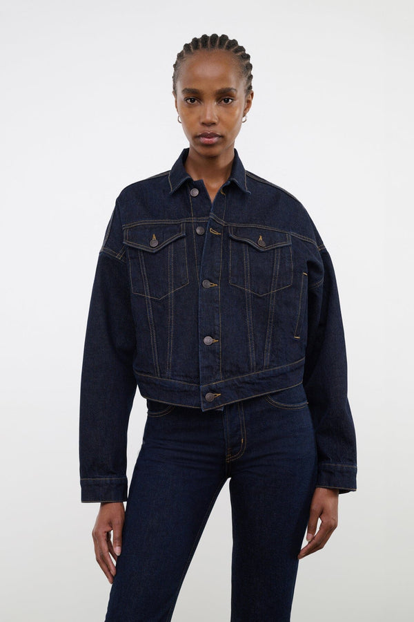 Staud GLEN DENIM JACKET INDIGO
