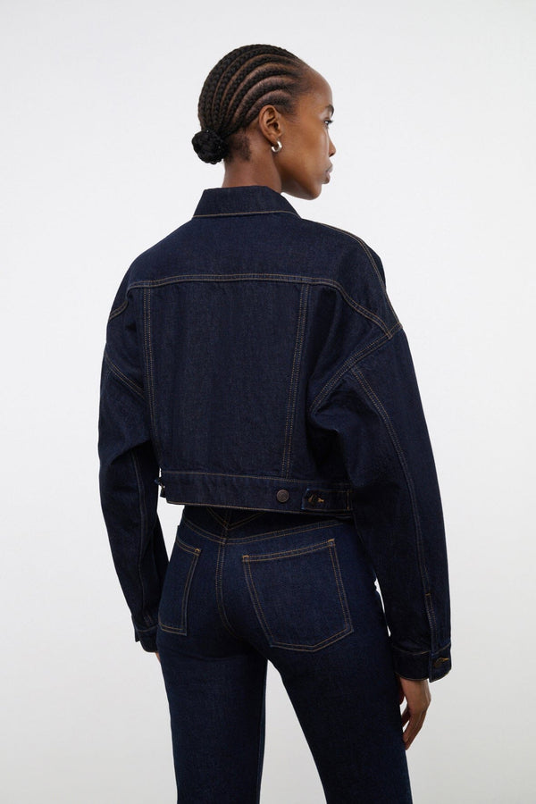 Staud GLEN DENIM JACKET INDIGO