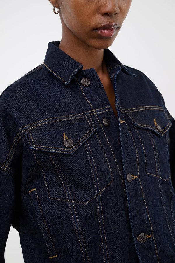Staud GLEN DENIM JACKET INDIGO