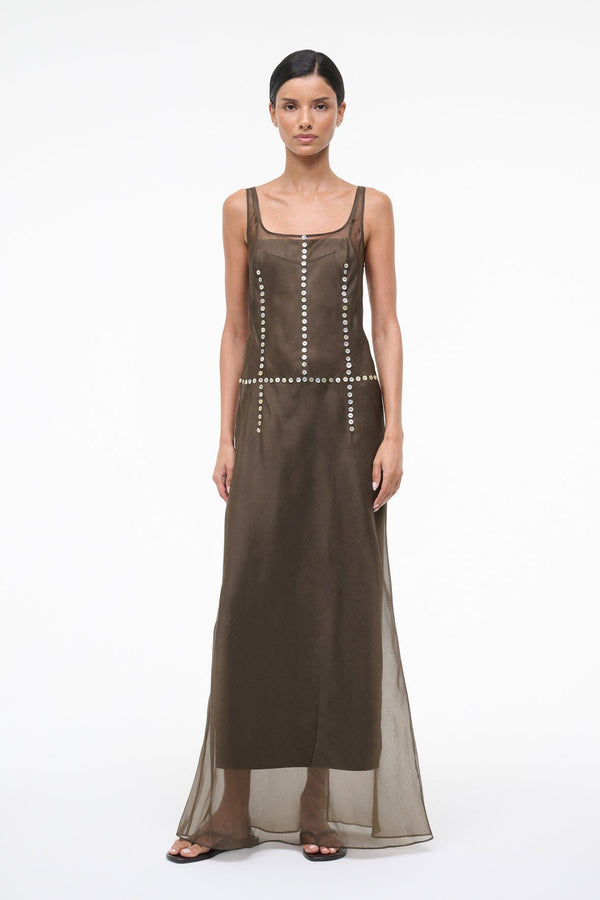 Staud GRETA SILK DRESS SOIL