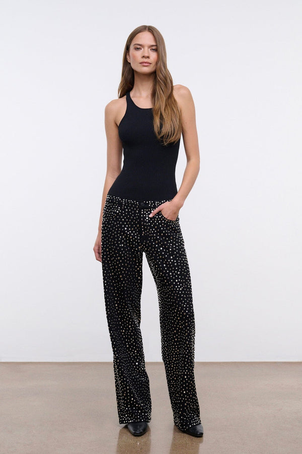 staud GUS RELAXED JEAN STUDDED BLACK