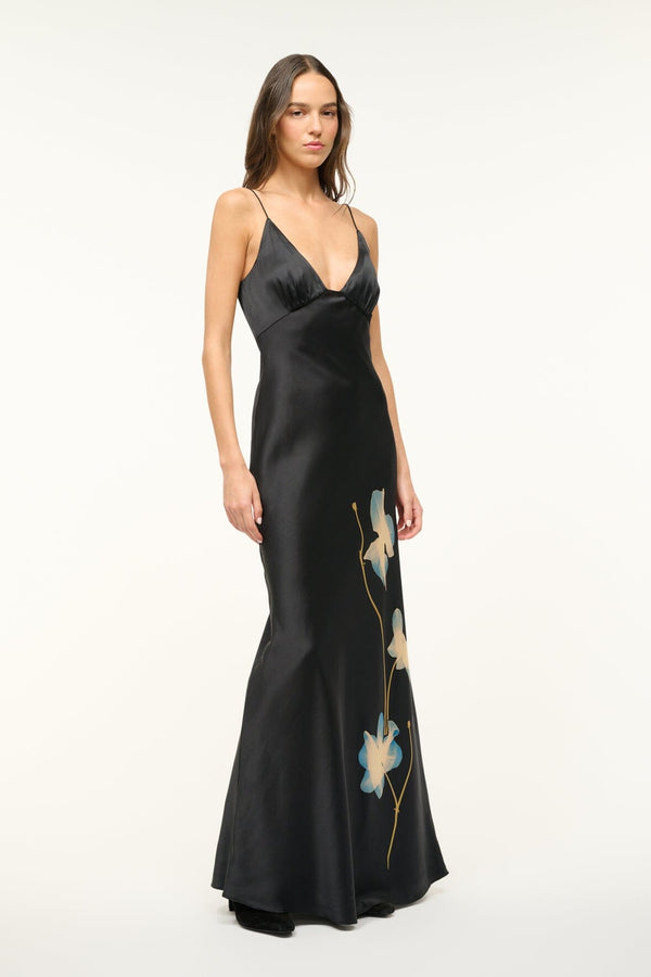 Staud HANK SILK DRESS BOTANICAL SHADOWS