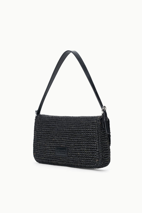 Staud HARLOW RAFFIA BAG BLACK RAFFIA