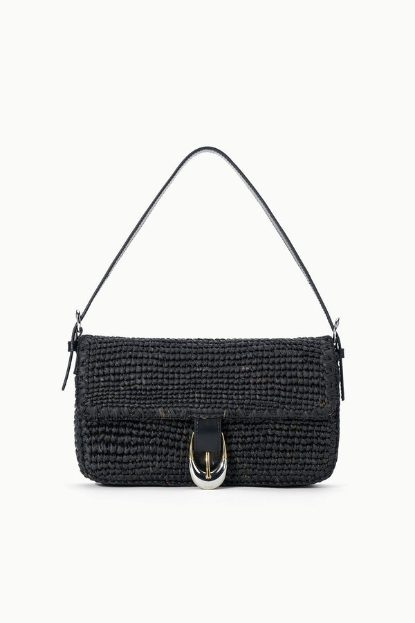 staud HARLOW RAFFIA BAG BLACK RAFFIA