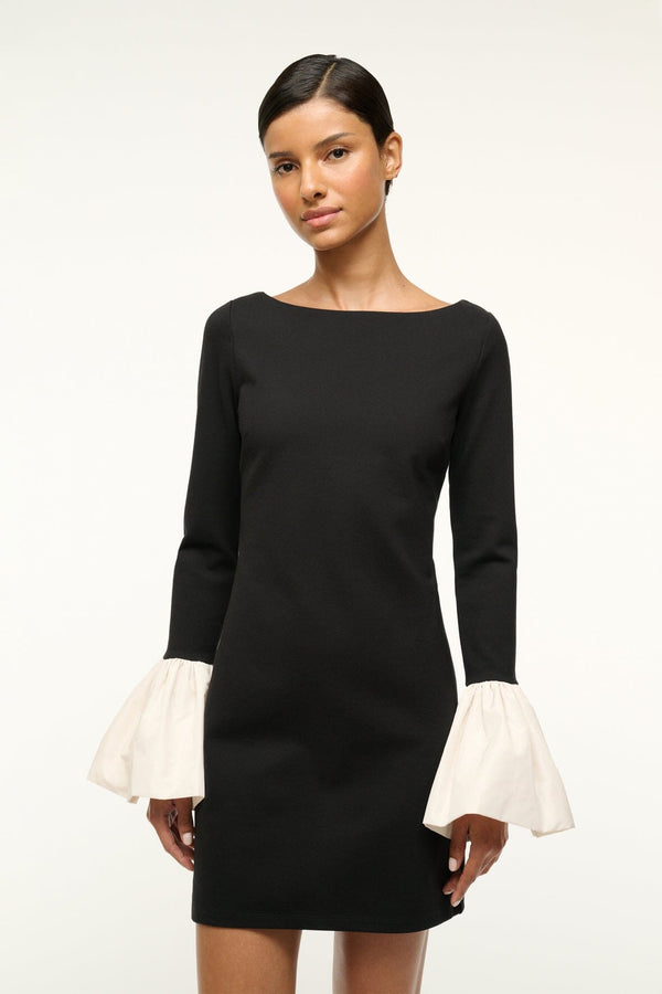 Staud HAWTHORNE DRESS BLACK IVORY