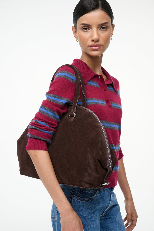 Staud HESTER SATCHEL ESPRESSO SUEDE