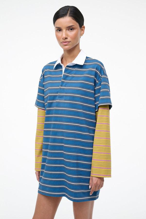 Staud IVAR DRESS CHARTREUSE STRIPE NAUTIC STRIPE