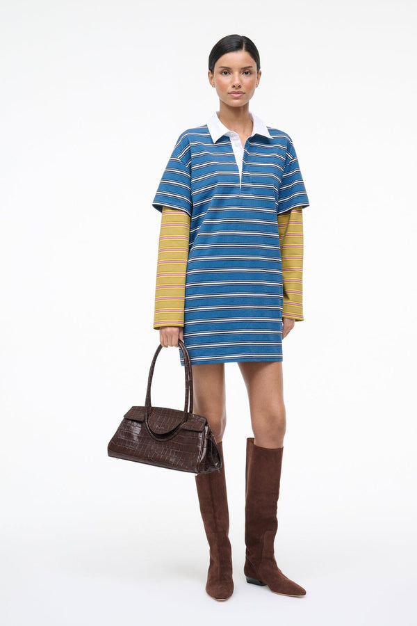 Staud IVAR DRESS CHARTREUSE STRIPE NAUTIC STRIPE