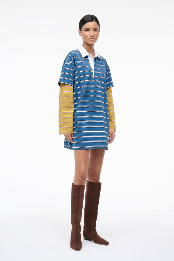 staud IVAR DRESS CHARTREUSE STRIPE NAUTIC STRIPE
