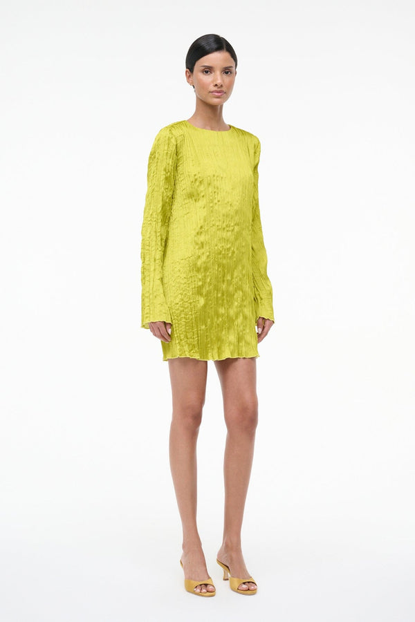 Staud KONA DRESS CHARTREUSE PLISSE