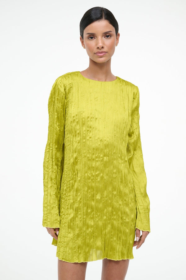 Staud KONA DRESS CHARTREUSE PLISSE