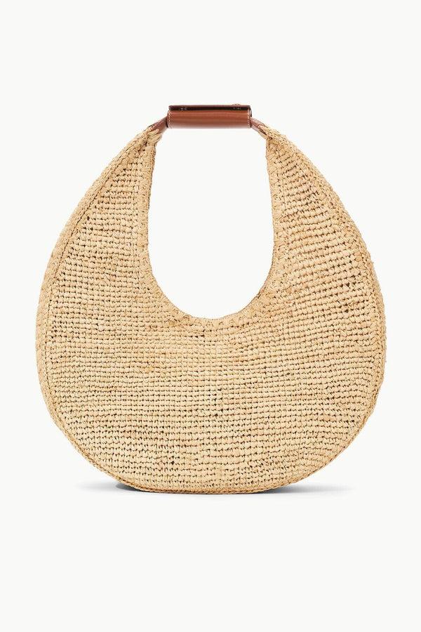 staud LARGE RAFFIA MOON BAG NATURAL RAFFIA