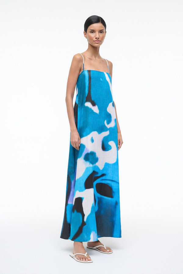 Staud LAURA LINEN DRESS BLUE HAZE