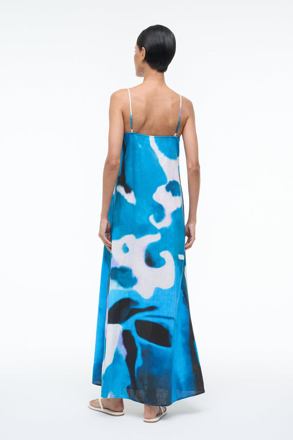 Staud LAURA LINEN DRESS BLUE HAZE