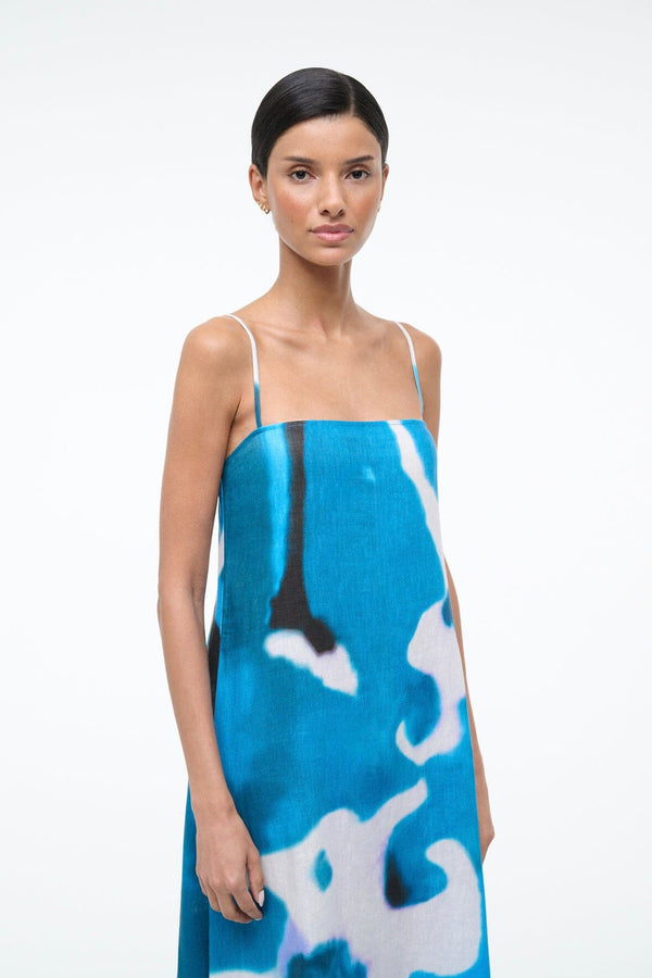 Staud LAURA LINEN DRESS BLUE HAZE