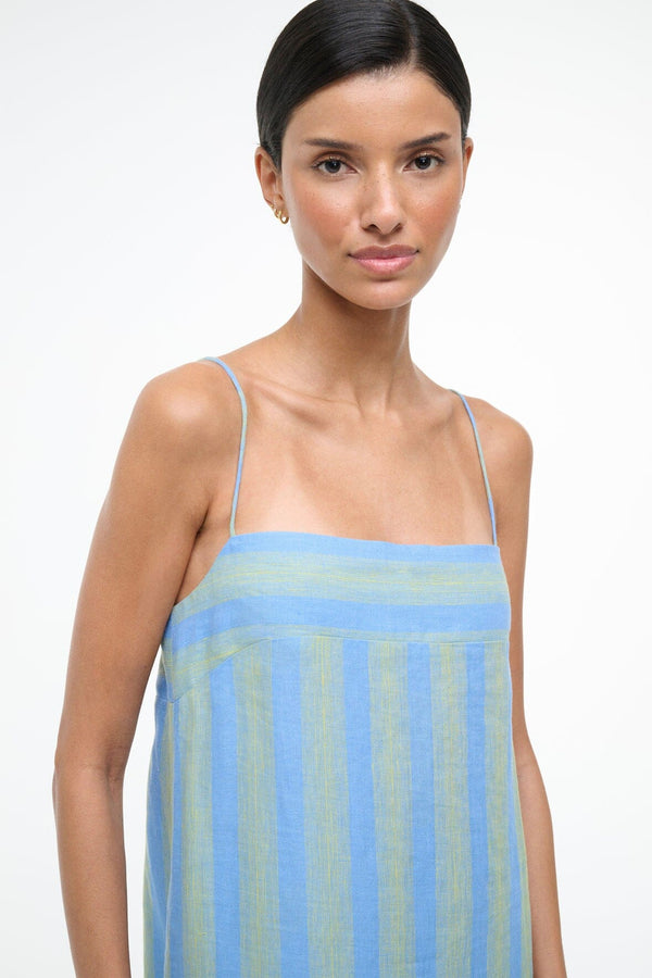 Staud LAURA LINEN DRESS SEAPORT STRIPE
