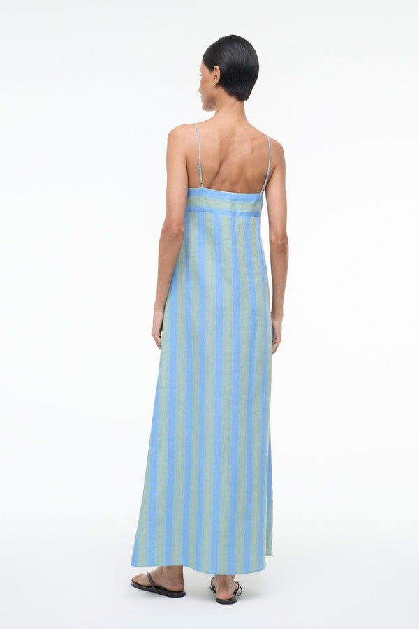 Staud LAURA LINEN DRESS SEAPORT STRIPE