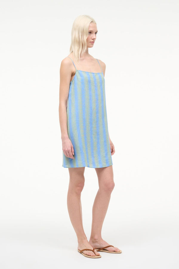 Staud LAURA LINEN MINI DRESS SEAPORT STRIPE