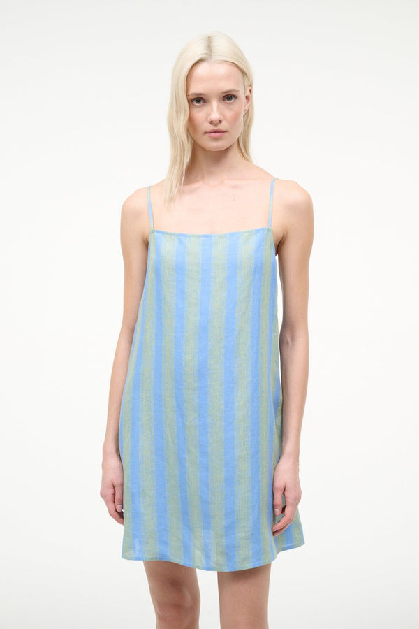 Staud LAURA LINEN MINI DRESS SEAPORT STRIPE