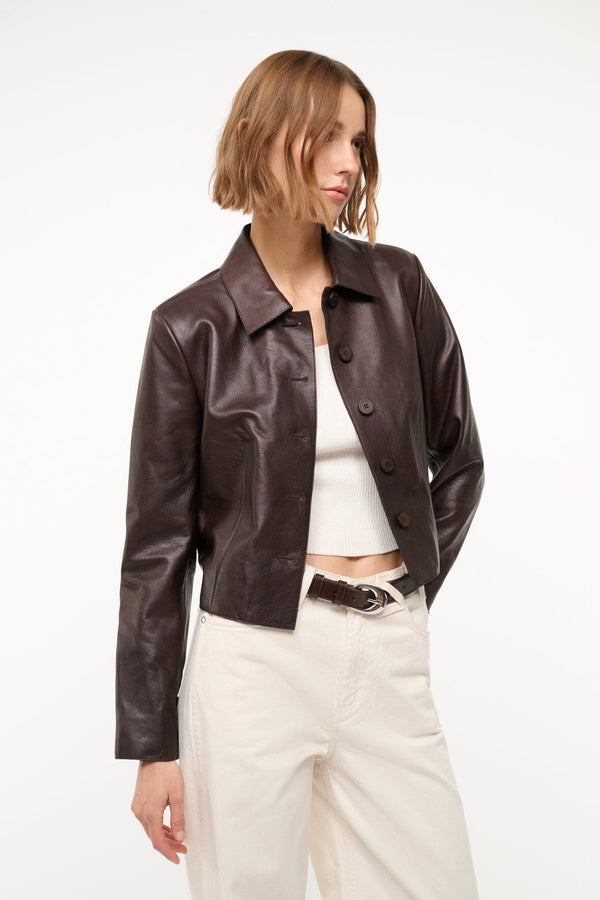 Staud LEATHER MARINO JACKET TIRAMISU