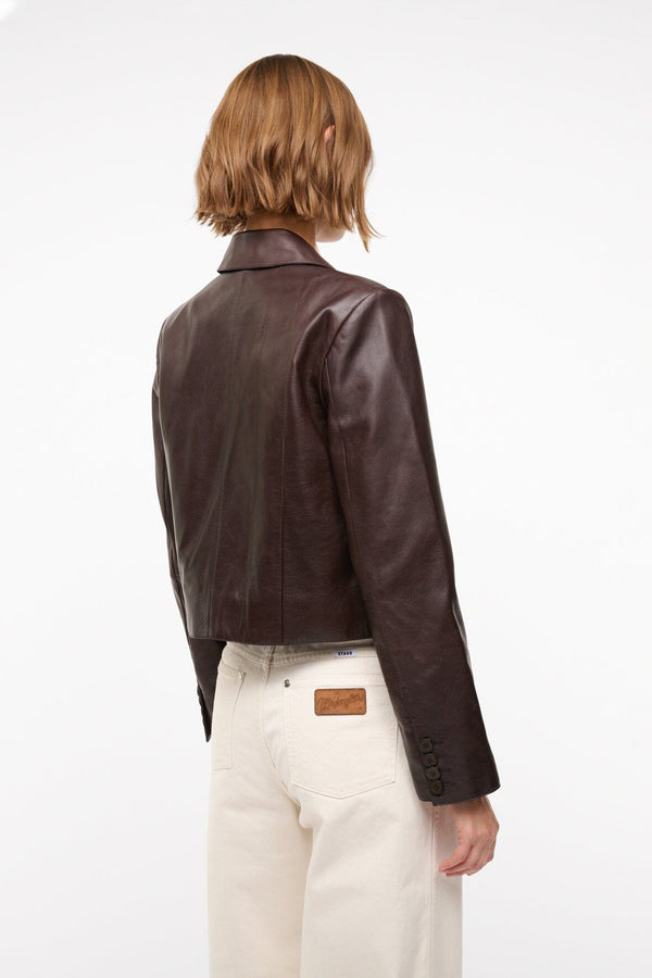 Staud LEATHER MARINO JACKET TIRAMISU