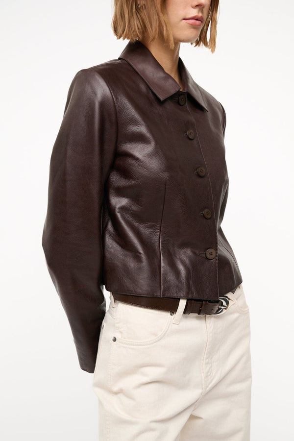 Staud LEATHER MARINO JACKET TIRAMISU
