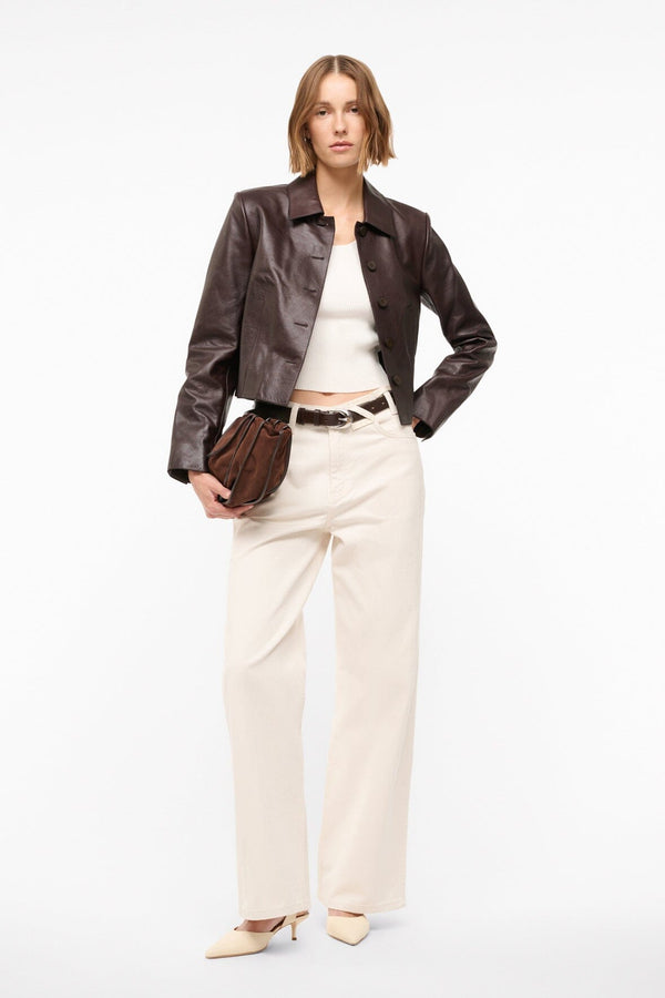 staud LEATHER MARINO JACKET TIRAMISU