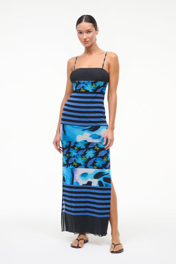 staud LEONA DRESS BLUE HAZE MULTI