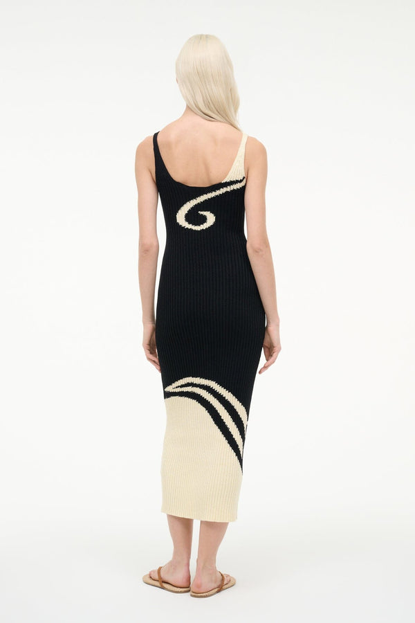 Staud LETA DRESS BLACK IVORY