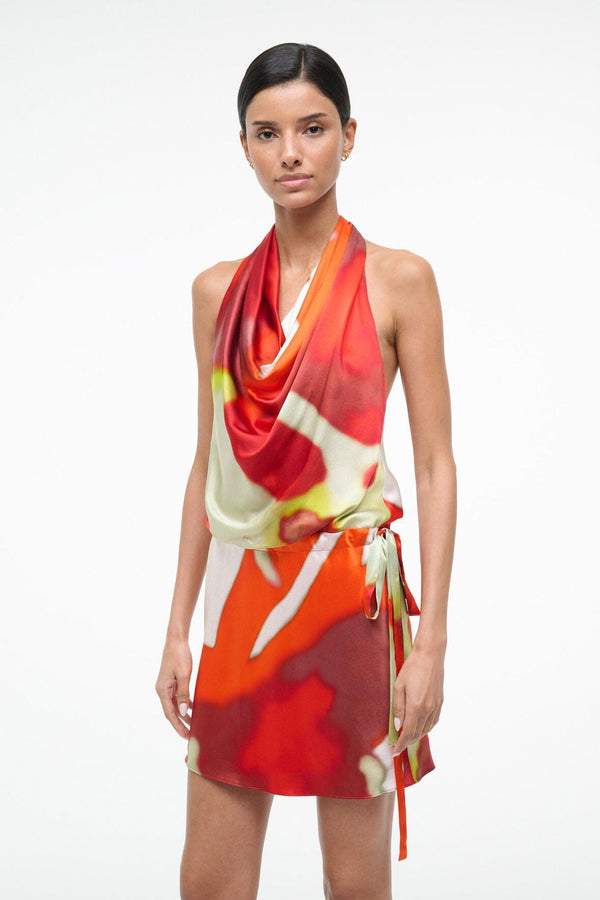 Staud LIORA SILK DRESS RED ZONE