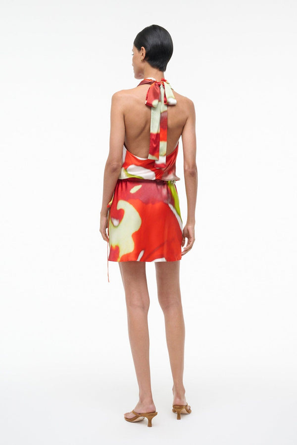Staud LIORA SILK DRESS RED ZONE