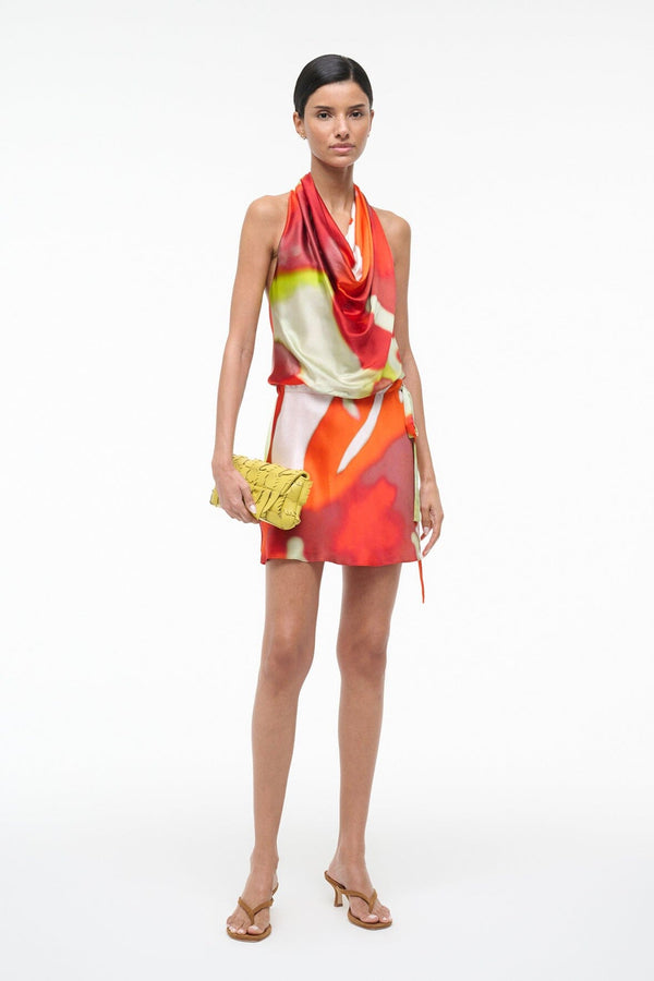Staud LIORA SILK DRESS RED ZONE