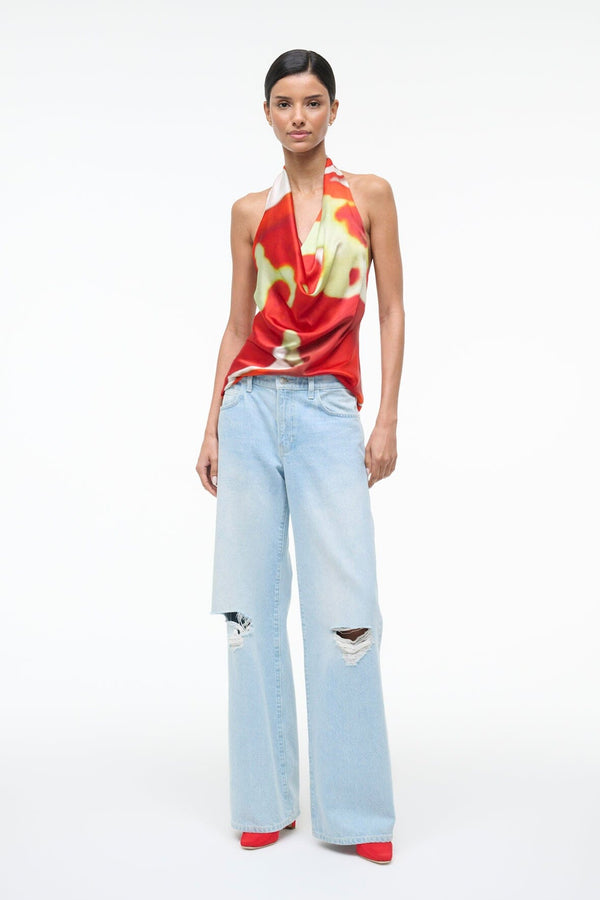 staud LIORA SILK TOP RED ZONE