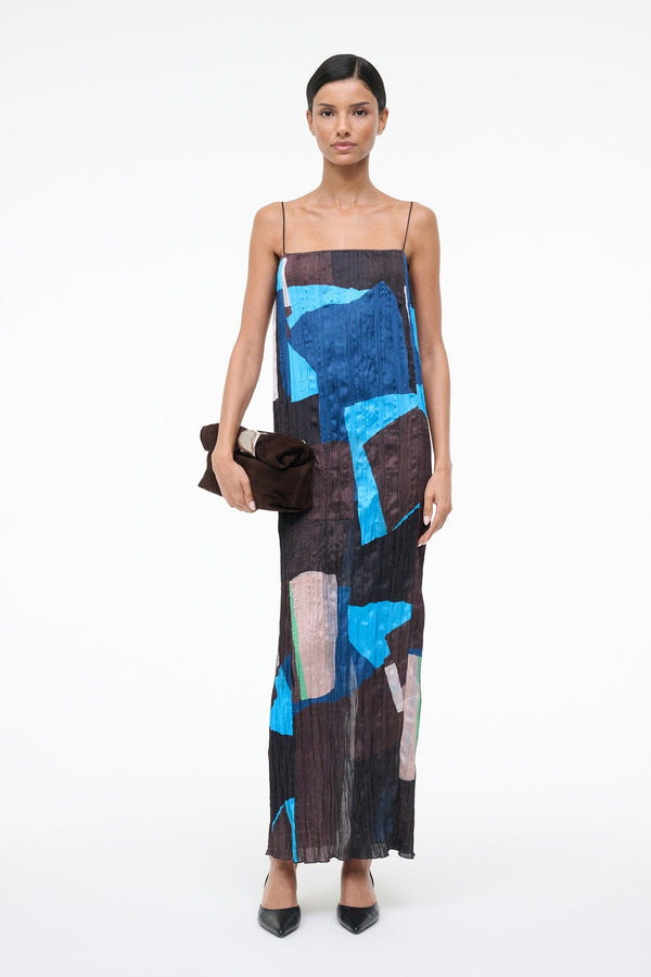 staud MAE DRESS BLUE PRISM