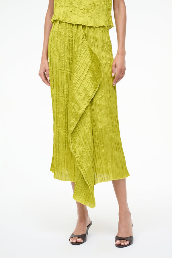 Staud MAI SKIRT CHARTREUSE PLISSE