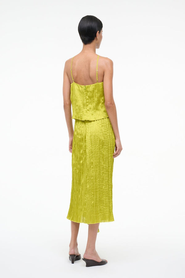 Staud MAI SKIRT CHARTREUSE PLISSE
