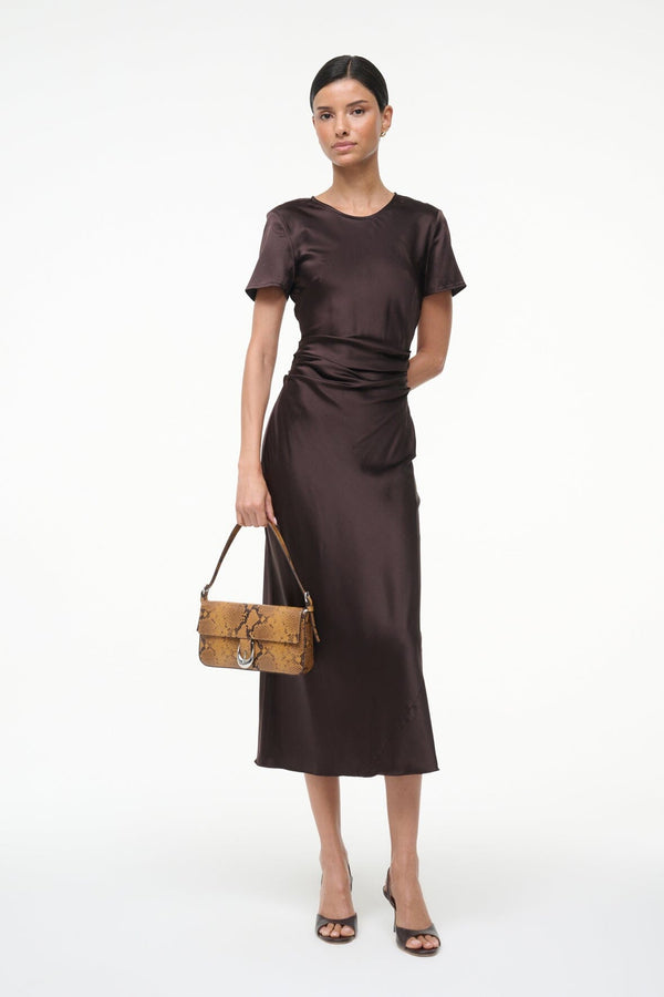 staud MARCEL SILK DRESS EARTH