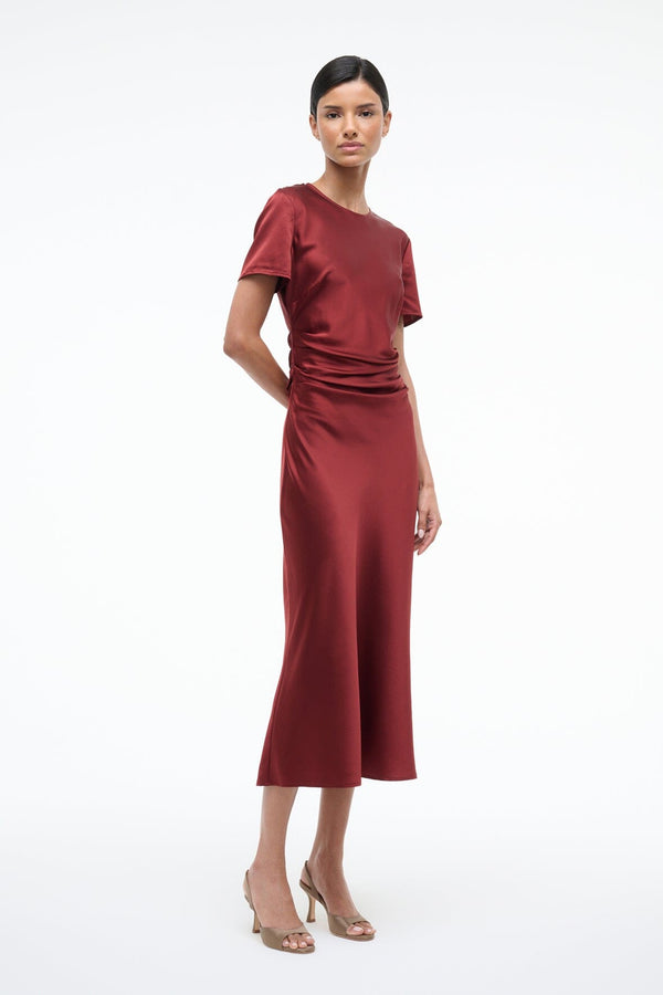 Staud MARCEL SILK DRESS SANGRIA