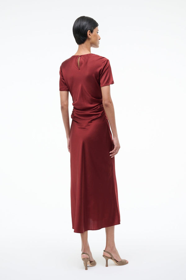 Staud MARCEL SILK DRESS SANGRIA