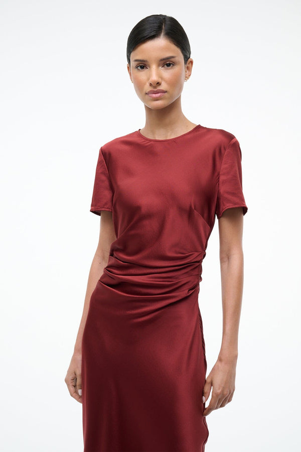 Staud MARCEL SILK DRESS SANGRIA