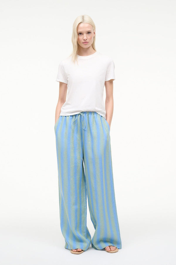 staud MATEO LINEN PANT SEAPORT STRIPE