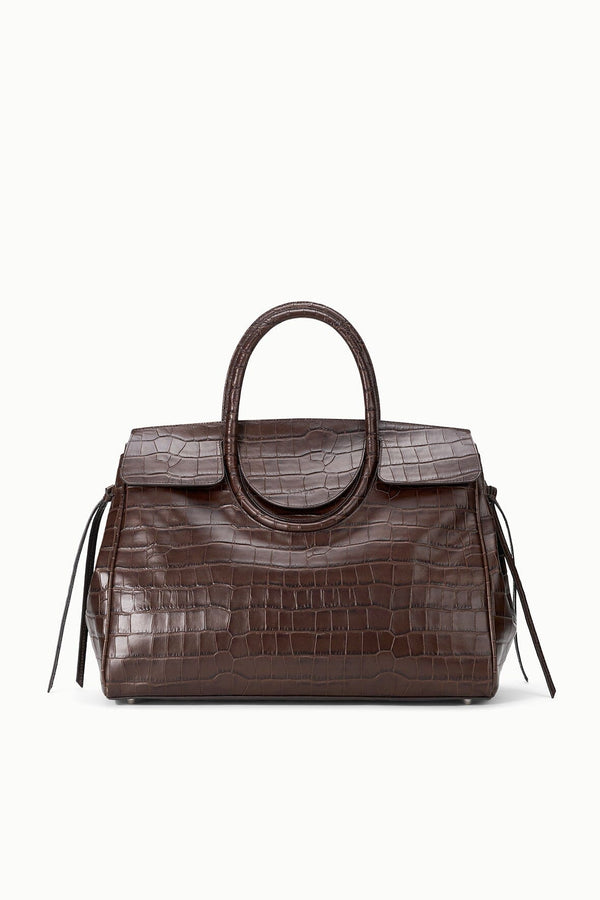 staud MAUDE CARRYALL ESPRESSO CROCO