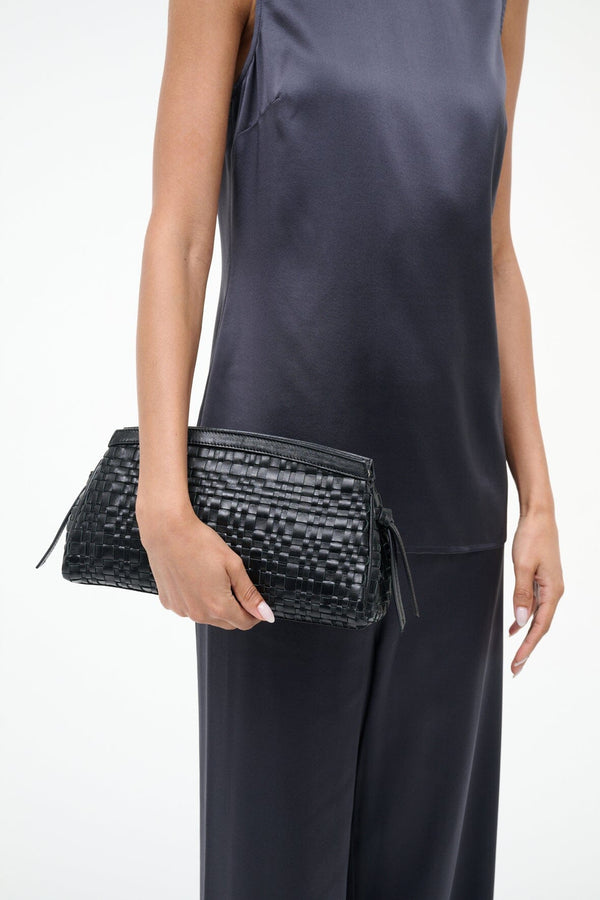 Staud MAUDE CONVERTIBLE CLUTCH BLACK WOVEN